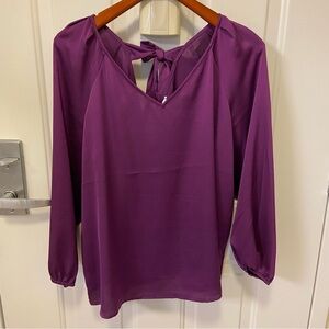 NWOT PURPLE BLOUSE BOW IN BACK